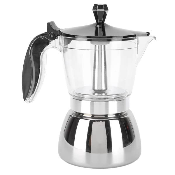 Oktagonal Moka Pot i Rustfrit Stål, 6 Kopper Kaffemaskine