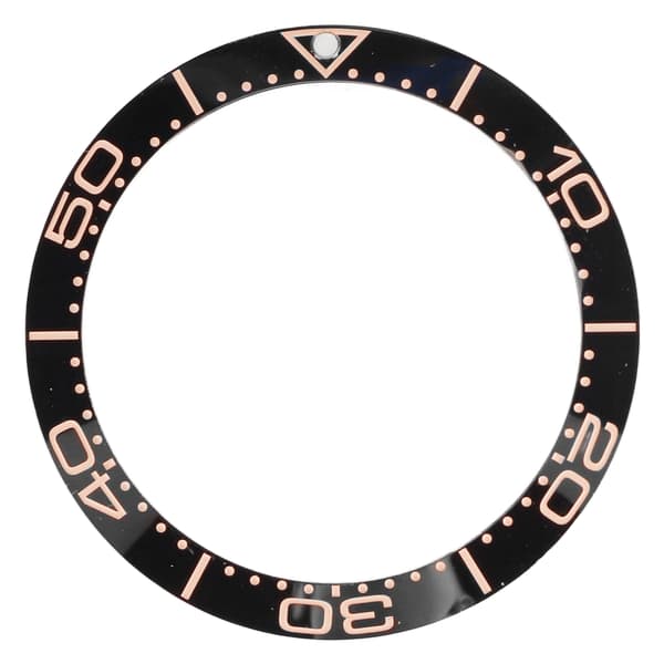 Keramisk klokkering 38 mm svart base rosegull sifferinnlegg for urmakerutskifting