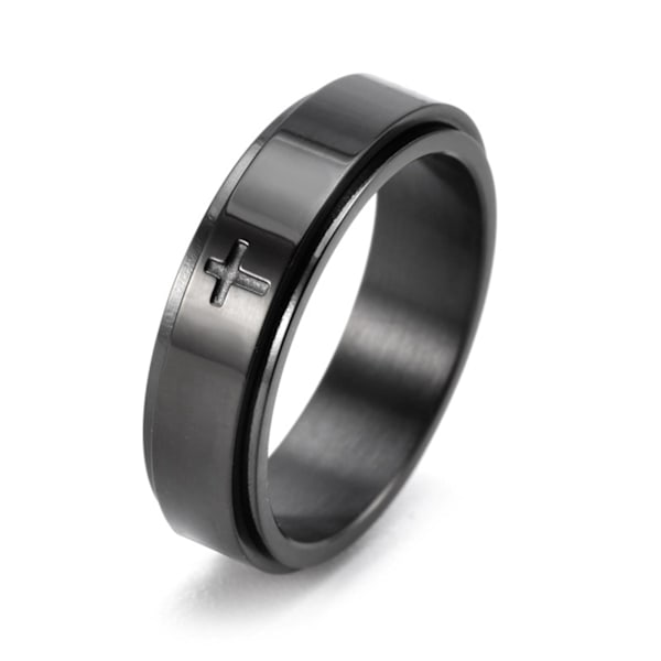 Kvinder Ring Unisex Rustfrit Stål Roterende Stress-relieving Finger Ring Til Daglig Brug Black US 7