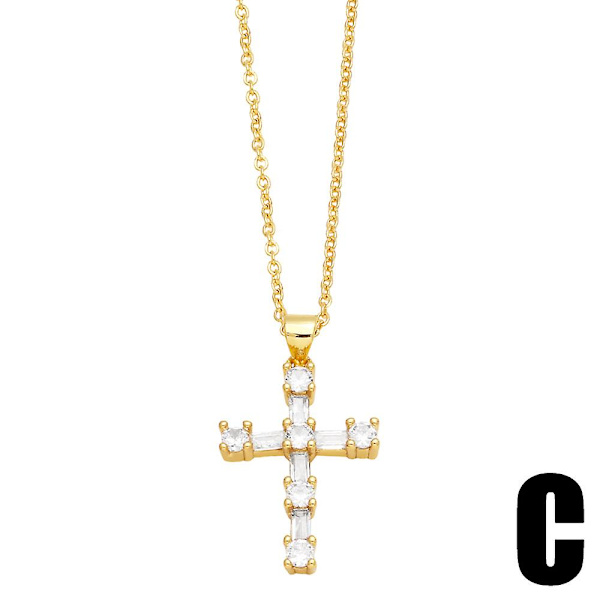 Halsband Vintage Zircon Cross Modesmycken Ac8768 C