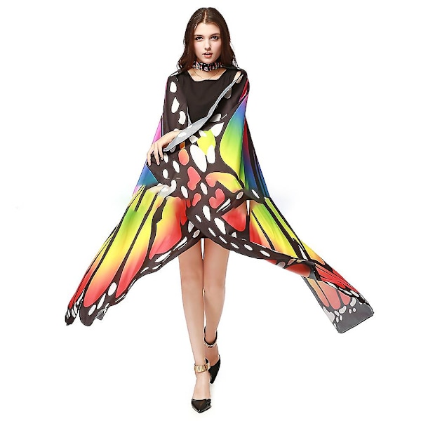 Kvinnors Halloween Party Butterfly Wings Cape Multicolor