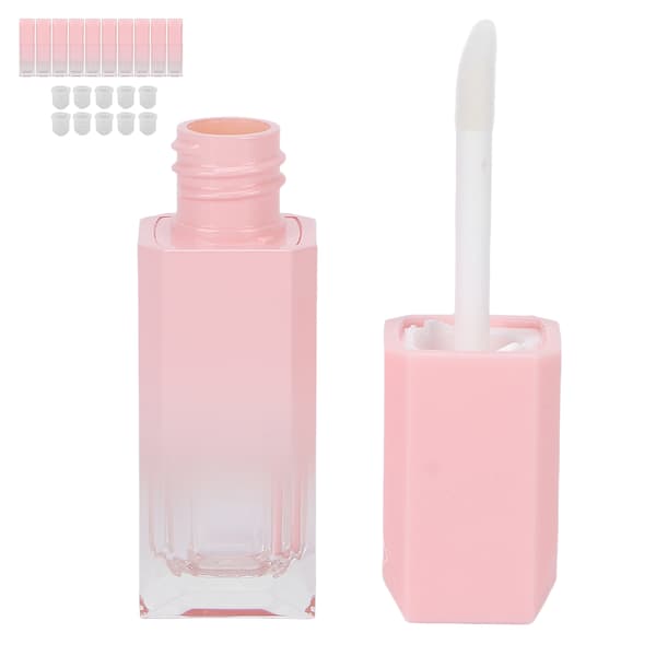 10 stk 6 ml tomme påfyllbare lipgloss-tuber rosa gradient DIY leppestiftbeholdere