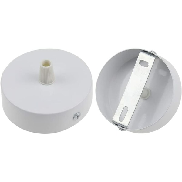 2 stykker hvit takrosett baseplate taklampe, 80 mm retro lys baldakinsett, rund lysekrone takplate base