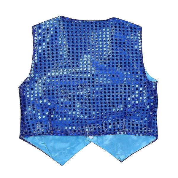 Barn Gutter Dance Performance Kostyme Paljettvest Jakke Blue 160cm