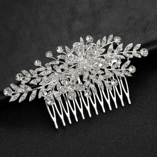 Hårkam Legering Innlagt Rhinestone Butterfly Leaf Comb Daglig Uformelt Hodeplagg 8