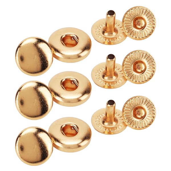 200-set tryckknappar 8mm stark koppar utsökt glans allmänt använda läderknappar för kläder, väskor, läder, guld