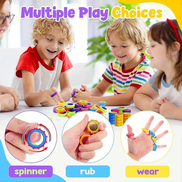 Fidget Toys Spinner Ring til Børn: 12-pak Tekstureret Finger Spinner - Bulk Fidgets til Studenterklasselokale - Stille Sensorisk Legetøj til Autisme Stresslindring