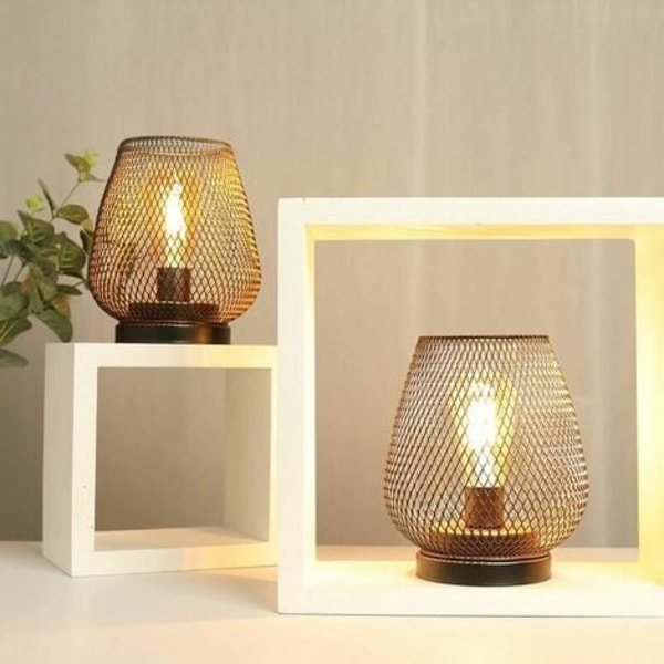 Designer nattbordslampe Stabel utendørs bordlamper sett med 2 metallbur bordlamper bordlampe stue trådløst bryllup