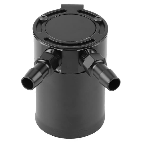 Universal aluminiumlegering kompakt baffelolieopsamlingsbeholder 2-port sort