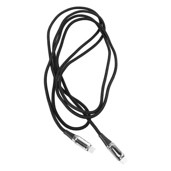 100W USB C til USB C hurtigopladningskabel 2M sort med digitalt display til telefon, tablet, bærbar computer