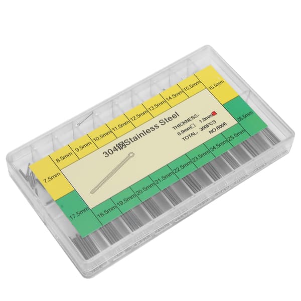 1,0 mm splittpinner i 304 rustfritt stål, deler til klokkerem, 7,5 mm til 26,5 mm