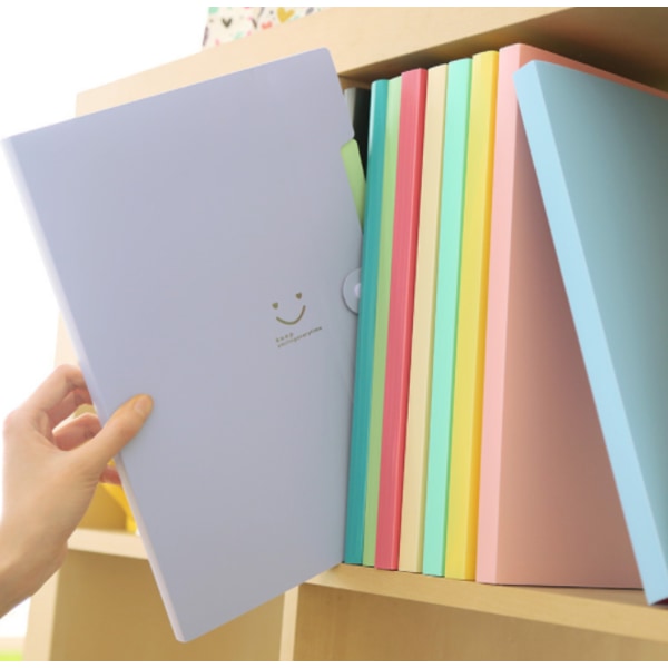 Smiley lille frisk koreansk slikfarvet mappe PP informationstaske orgelpose (lyserød),