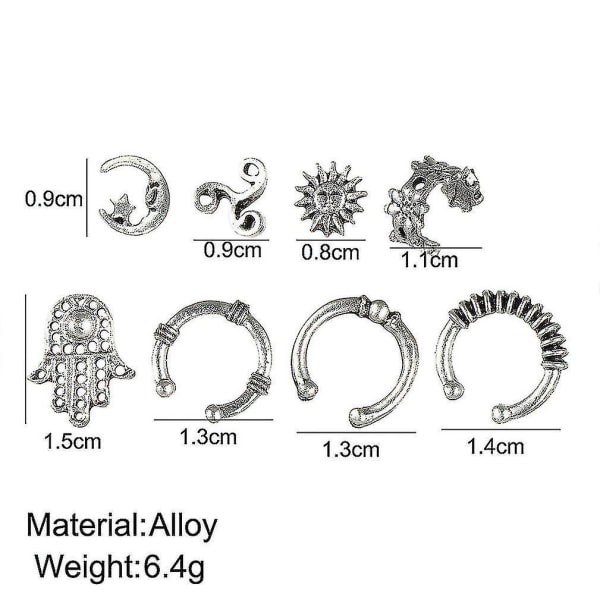 8st Örhängen Set Sun Moon Ear Studs Örhängen Legering Smycken För Bröllop
