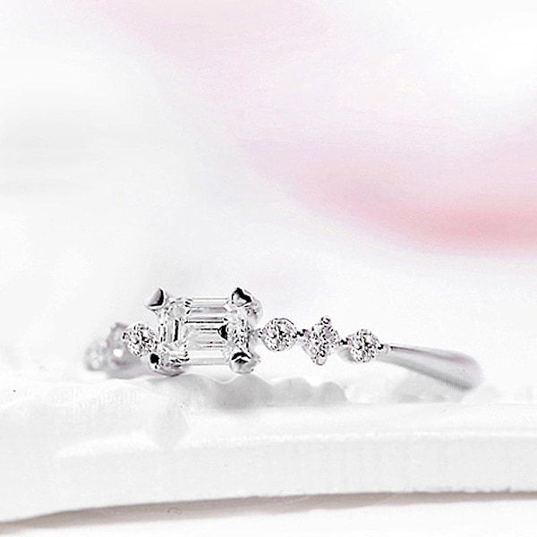 Bröllop Brudförlovning rektangulär strass Slim Finger Ring Smycken Present US 7