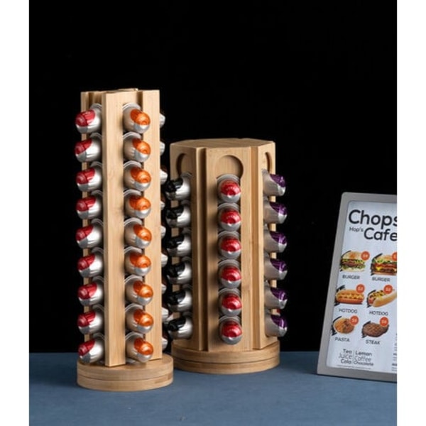 Kaffekapselhållare Roterande akrylkapselhållare Kaffeförvaringskapselhållare, (1021WH White Cake Type Coffee Caps)