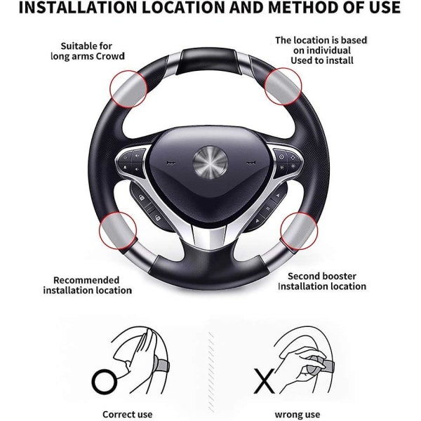 Styrknopp, universal Rattsnurrknopp Power Ball Handtag för bilfordon (svart)