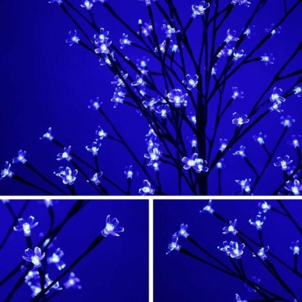 LED lystre Kirsebærblomst juledekorasjon Lystre for utendørs innendørs Stabil metallfot IP44 150cm blå 160 L