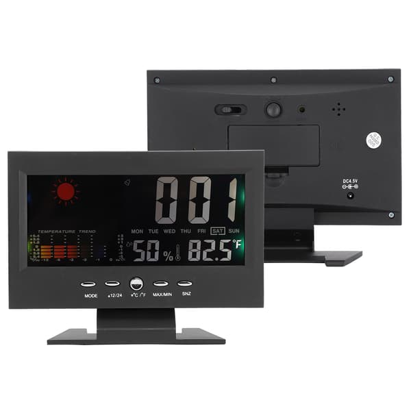 Digital Termometer Hygrometer Skrivbordsklocka Kalender Temperatur Luftfuktighetsmätare Multifunktion
