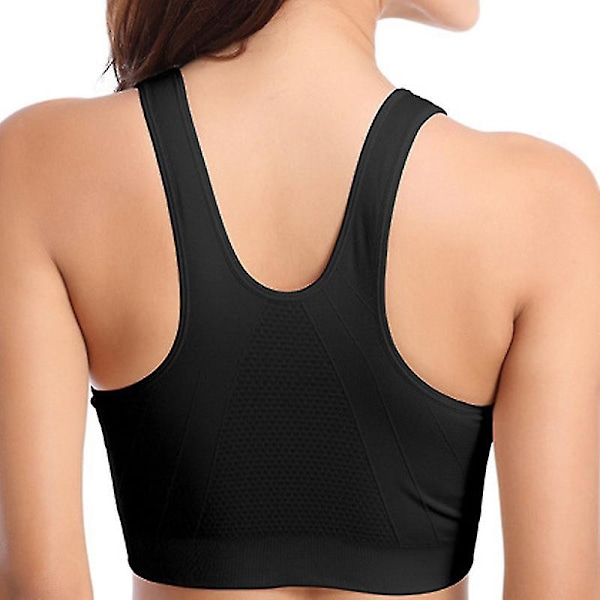 Naisten urheilullinen etuvetoketjullinen jooga Push Up pehmustetut rintaliivit Black S