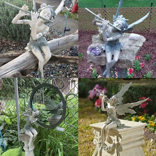Fehave Statue Harpiks Udendørs Terrasse Skulptur til Haveplæne Springvand Baghave Indretning 16 x 13,5 x 12,7 cm