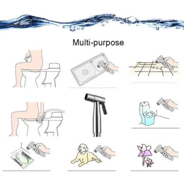Set med 4 handsprutor, handhållen bidé med 2/3m 2m förlängningsrör