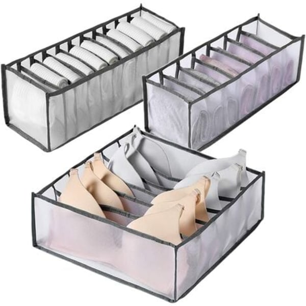 Undertøjsskuffeopdeler, 3 bh- og sokkeskuffeopdelere Skabeorganiser, højkapacitetsskabsopdelere til bh-sokker