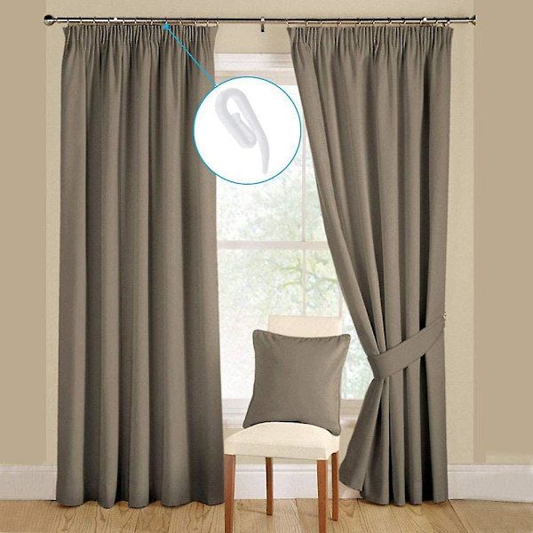 Piao 200stk Gardinkrog Pakker Plast Gardinkroge Gardinstangkrog Til badeforhæng / Draperier / Vinduesgardiner / Blyantfolder, 28 X 12 Mm