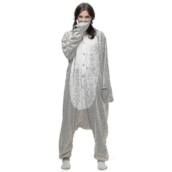 Grå sæl-onesie til voksne - Pyjamaskostume til Halloween Cosplay-fest