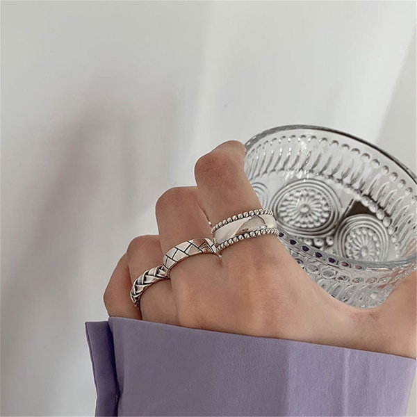 Åben ring Justerbar kreativ form belagt sølv Fade-resistent åben ring modesmykker til kvinder A