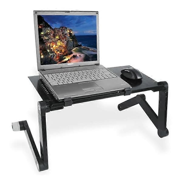 Forlæng bærbar 360 graders justerbar foldbar skrivebordsstander i aluminiumslegering til bærbar computer/notebook, uden CPU-blæsere og musemåtte (sort) Svart