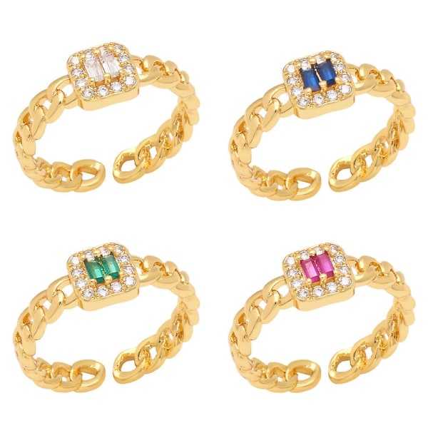 Ring Vintage Zircon Justerbare Modesmykker Ac10068 Blue