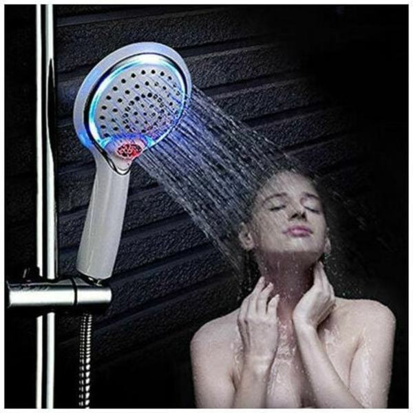 LED Dusjhode, LED Dusjhode Hånddusj, 3 farger Temperaturkontroll Dusjhode, Led Temperatur Dusjhode, Tem