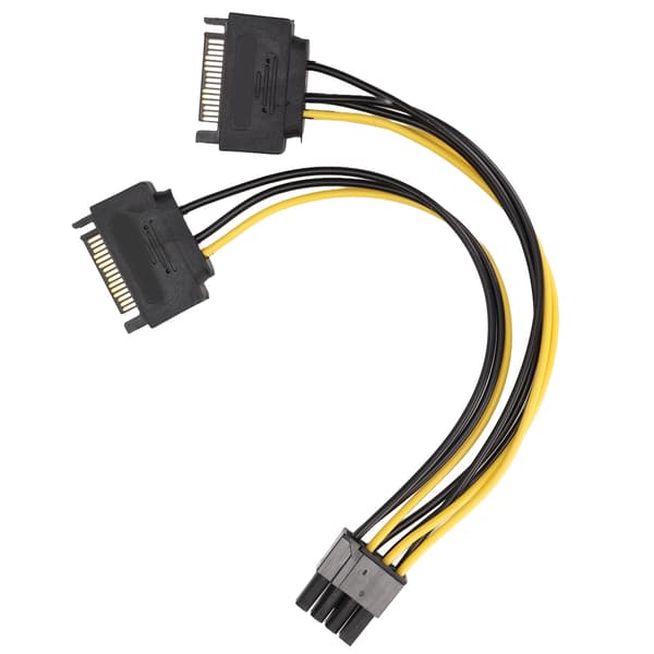 2 stk. Dobbelt 15-bens SATA til PCIE 8-bens han GPU-strømadapterkabel til computer