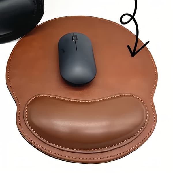 Ergonomisk musematte i kunstskinn for gaming, sklisikkert håndleddsstøtte Brown