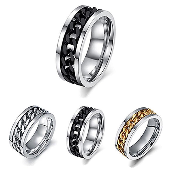 Punk män kvinnor unisex rostfritt stål kedja inlagd finger ring band smycken gåva Black 13