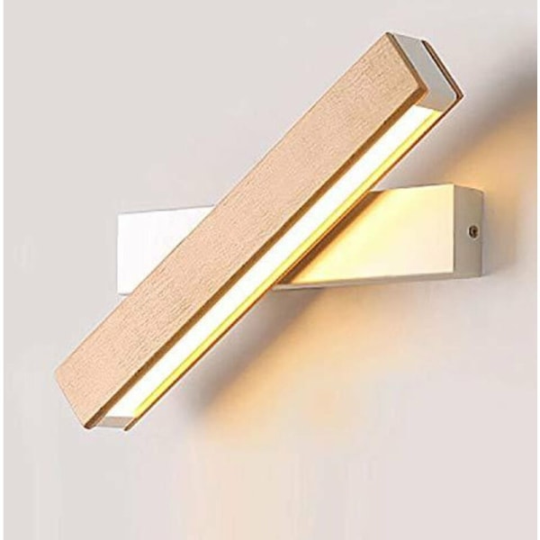 LED indendørs væglampe, 360° rotation med simpel massivt træbelysning Moderne væglampe til soveværelse