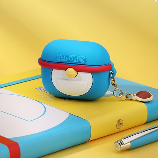 Tegneserie Doraemon Silikon Deksel Etui for Trådløse Bluetooth Ørepropper Pro Blå
