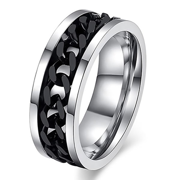 Punk mænd kvinder unisex rustfrit stål kæde indlagt finger ring band smykker gave Gold 11