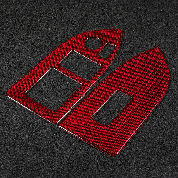 2 stk. Karbonfiber Vindusheispanel Trimdeksel Rød for Subaru BRZ