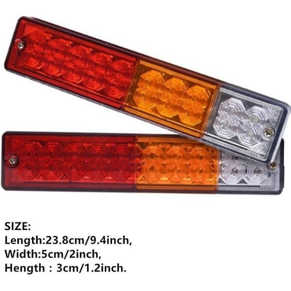 2stk 12v Led trailerlygter,universelle led baglygter 20led baklygter Bremse Blinklys Baglygte For Trailer Lastbil Traktor Caravan