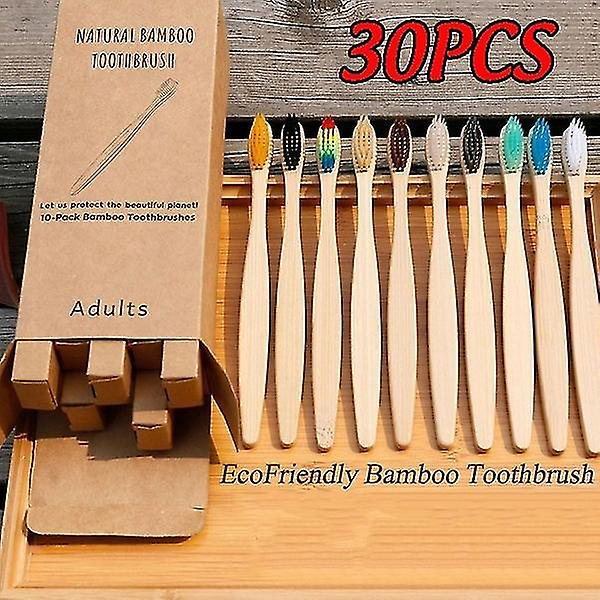 30 Pack Natural Bamboo Charcoal Tandbørste Soft Travel