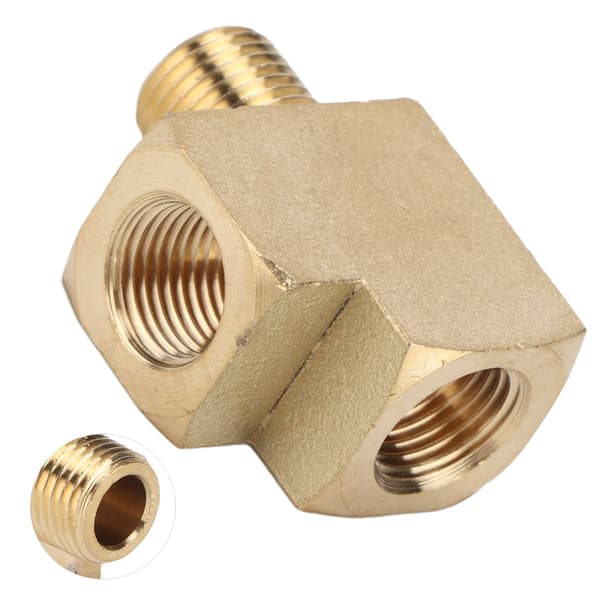 Messingrør T-stykke Bil Solid Gate Rør Utvendig Gjenge 1/8in NPT Hann 1000 PSI