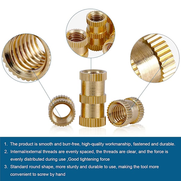 330 delar M2/ M3/ M4/ M5 mässingsmutterinsatser 15 storlekar räfflade muttrar Hongängade inbäddade muttrar Presspassa in i hål för 3d-utskrifter och fler projekt