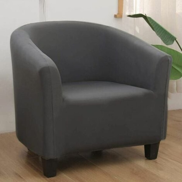 Stretch Convertible Armchair Cover, Easy to Install and Wash, Chesterfield Cover with Armrests - Dark Gray