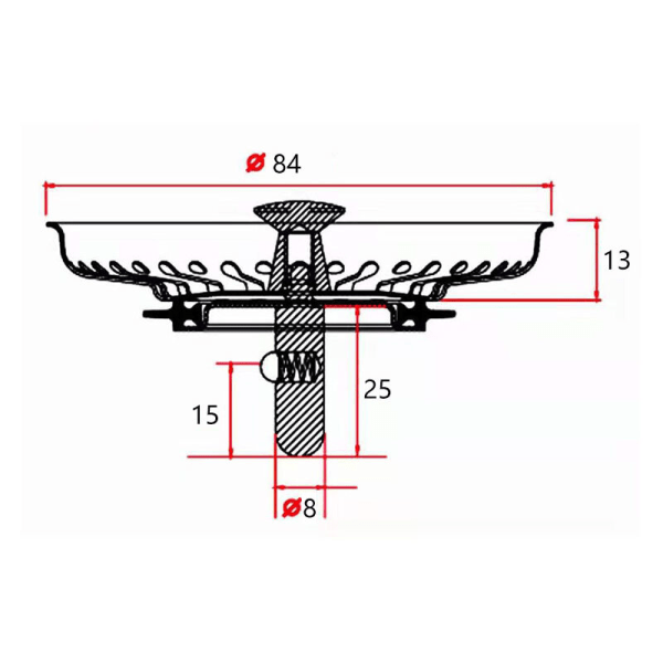 Husholdnings fortykkede silkurv i rustfritt stål med servantstopper (2 stk kort stang),