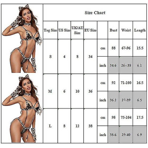 Naisten Sexy Leopard Bran G-String Thongs Alusvaatteet Yöasut S