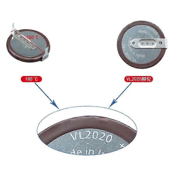 Bilmyntcellebatteri VL2020 Oppladbart batteri - 180 grader