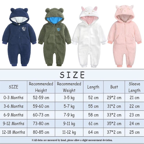 Baby fleece jumpsuit hættedragt snedragt langærmet jakkesæt blue