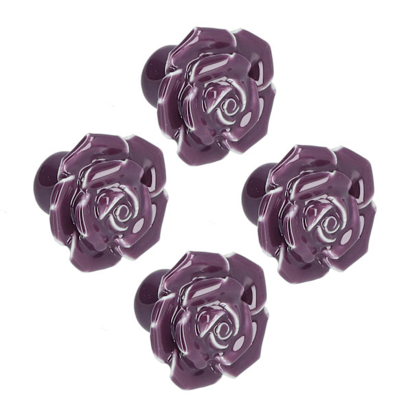 4-pack Rosformade Keramiska Skåpknoppar Modernt Hem Vardagsrum Sovrum Lila