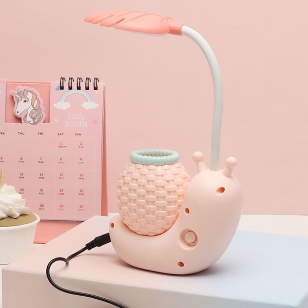 Oppladbar nattbordslampe med rosa skrivebordsøyebeskyttelseslampe for sovesal, leselampe ved nattbord